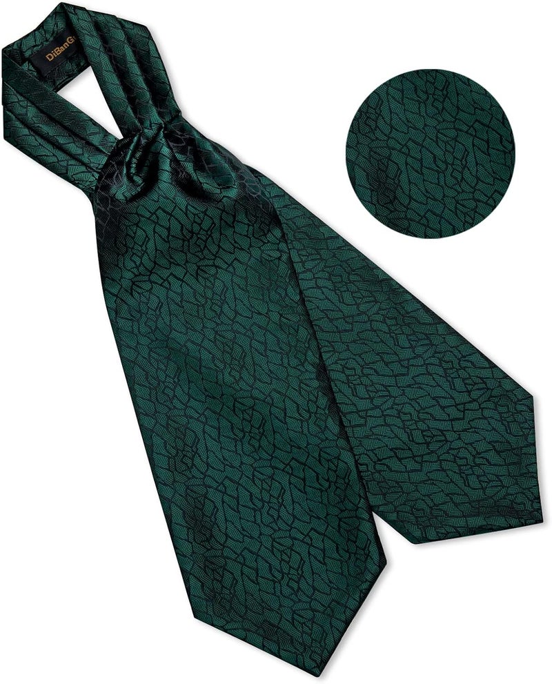 DiBanGu 3PCS Ascot Ties for Men Wedding Jacquard Woven Silk Ascot Cravat for Men Cravat Tie and Pocket Square Set - Image 5